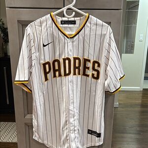 Nike Padres Fernando Tatis White and Black Striped Jersey